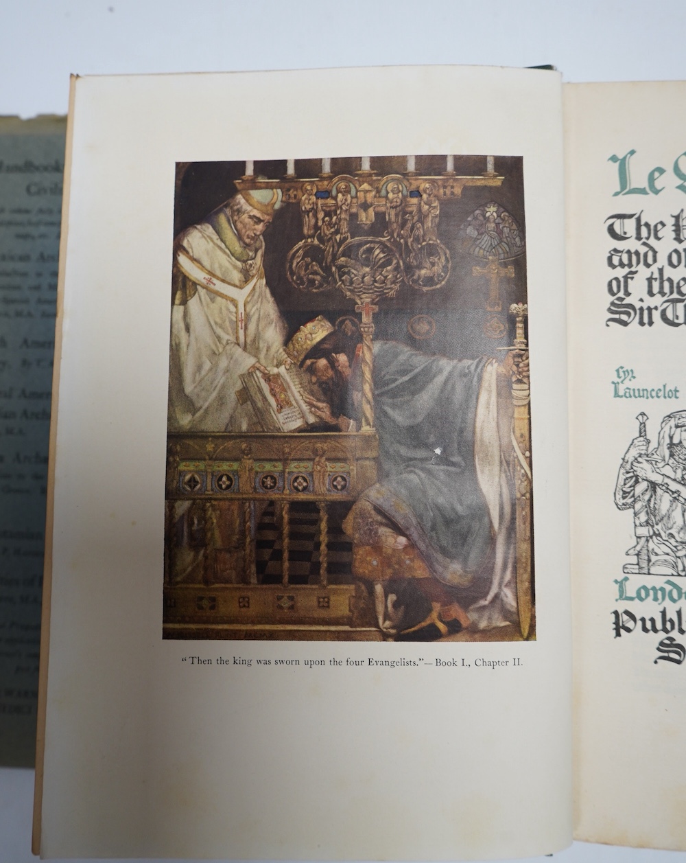 Malory, Sir Thomas - Le Morte Darthur: the history of King Arthur and of his Noble Knights of the Round Table. (new edition), 2 vols. 36 coloured plates (by W. Russell Flint); publisher's gilt decorated cloth and d/wrapp